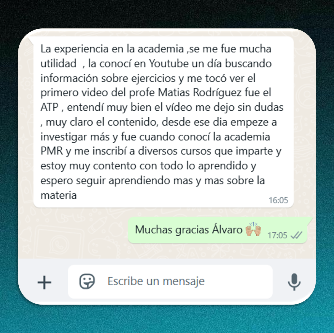 Testimonio de alumno