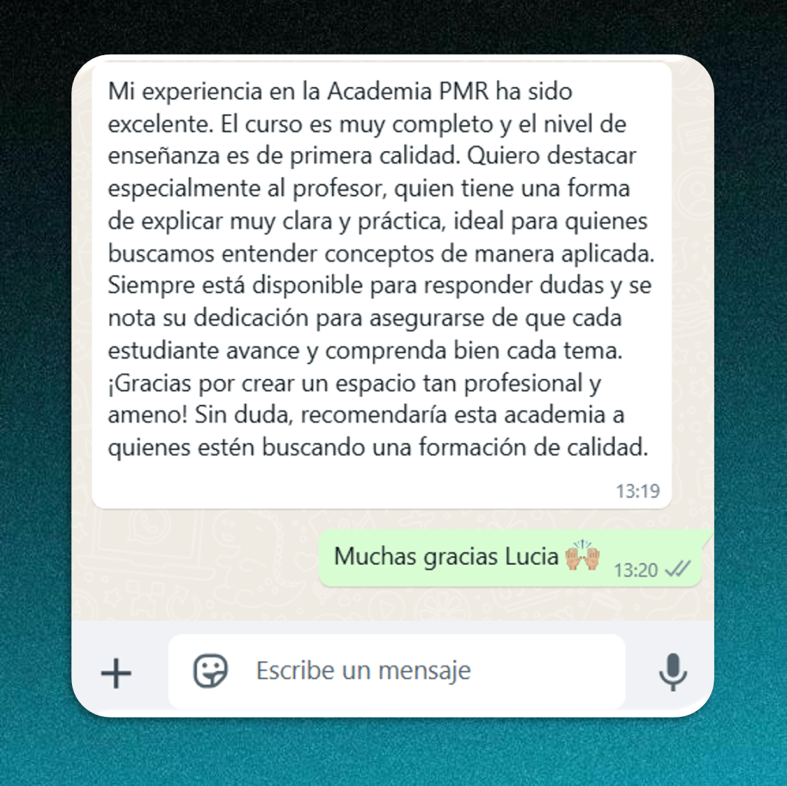 Testimonio de alumno