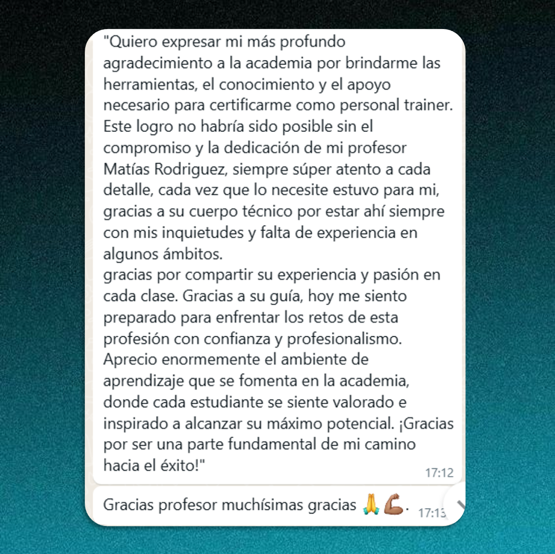 Testimonio de alumno